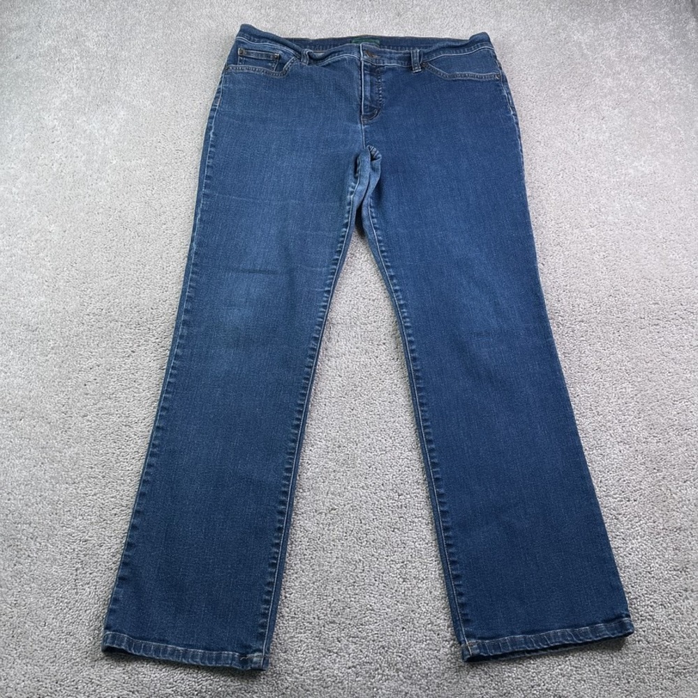 Lauren‎ Ralph Lauren LRL Jeans Womens 14 Blue Modern Straight Leg Stretch Denim